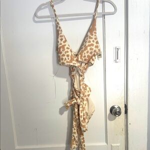 Aerie Cream and Tan One-Piece Swimsuit